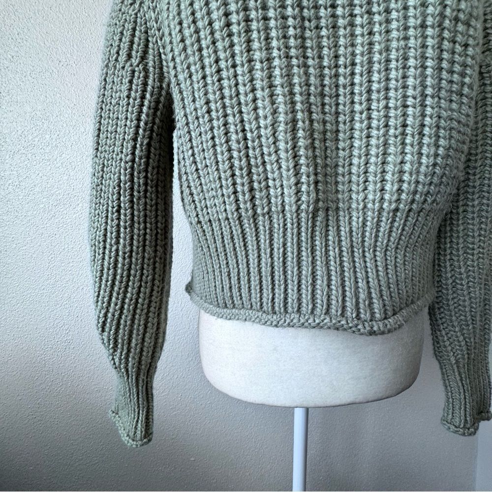 H&M Pullover Sweater Chunky Cropped Sage Green SZ S - Picture 6 of 12